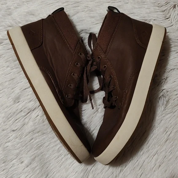 Sperry Boys Cruise Mid Top Siders Sneakers Brown Faux Leather Lace Up Shoes 3.5 - Picture 6 of 11